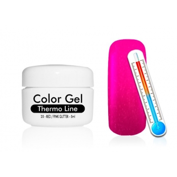 Barevný UVgel Termo Glitter Line 5ml 20 - Červená/růžová Glitter