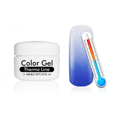 Barevný UV Gel Termo Line 5ml 14 tmavě modrý bílý glitter
