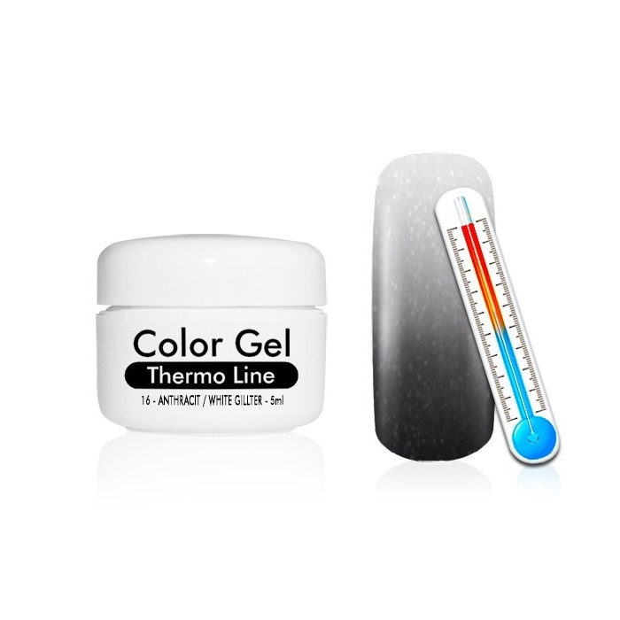 Barevný UV Gel Termo Line 5ml 16 atracit bílý glitter